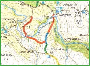 Dartmoor Cycle Map - showing coloured route keys.